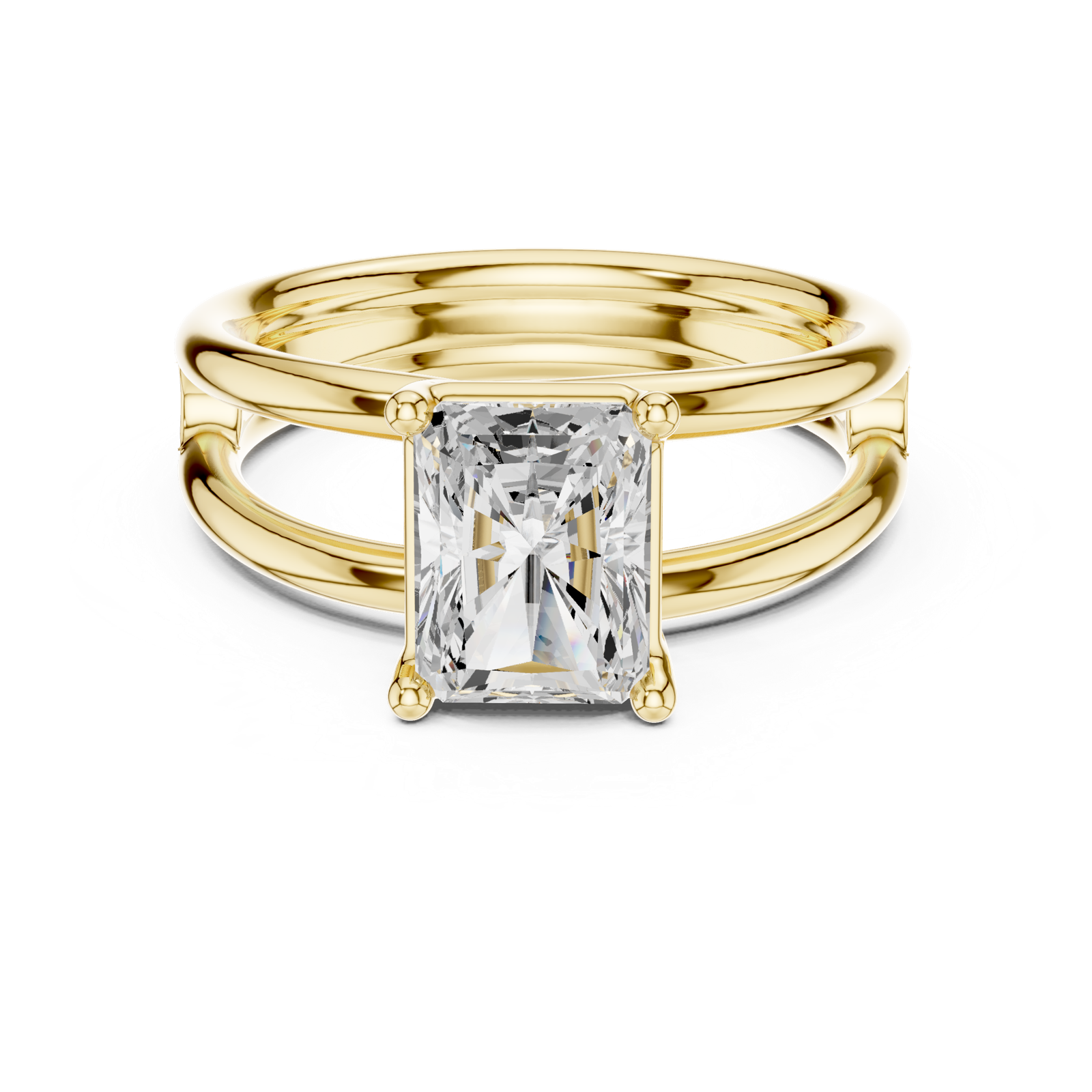 Gold Jewelry L36-9, Radiant center stone, Yellow Gold, view 4