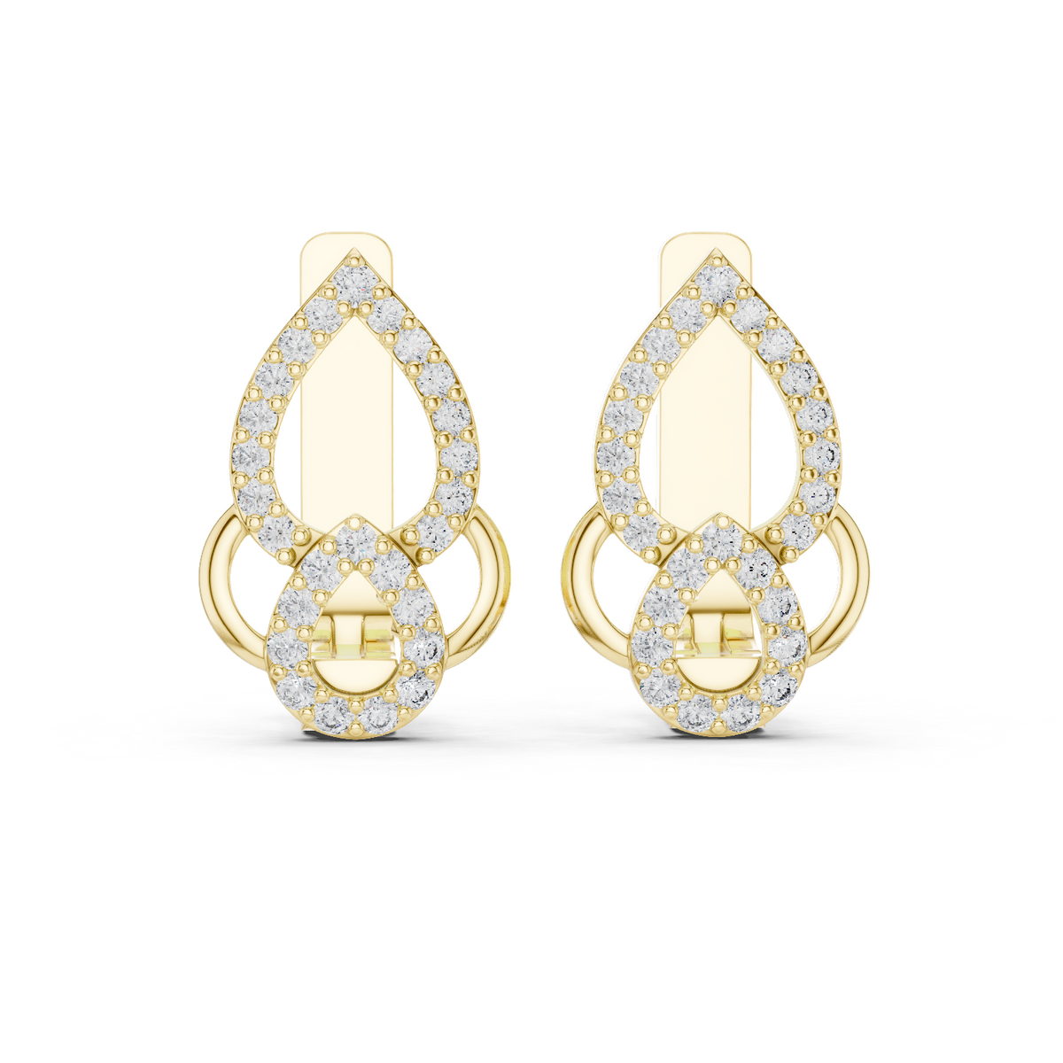 14K Solid Gold Lab Diamond Drop Earrings, Yellow Gold