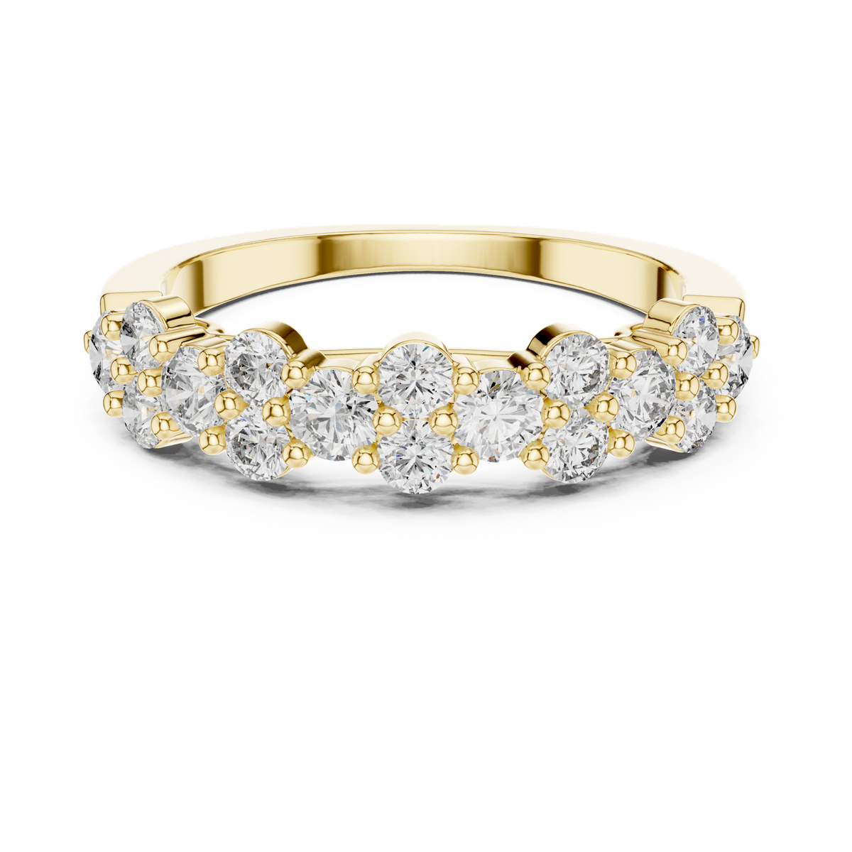 14K Solid Gold Lab Diamond Band Ring, Yellow Gold