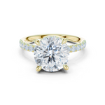 Gold Ring DDLR-259, Round center stone, Yellow Gold