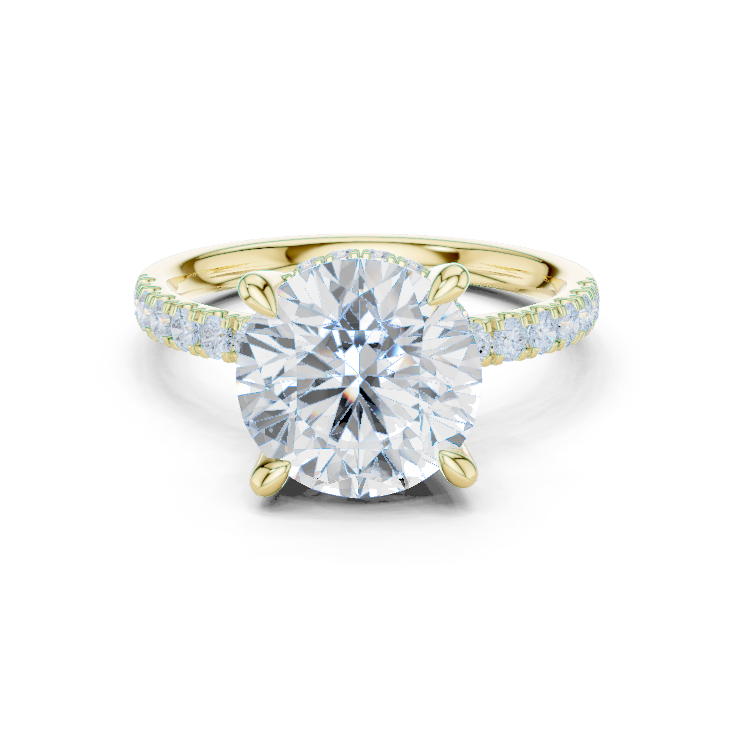 Gold Ring DDLR-259, Round center stone, Yellow Gold
