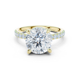 Gold Ring DDLR-259, Round center stone, Yellow Gold