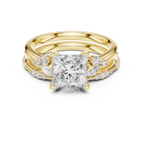 Gold Ring DDLR-299, Princess center stone, Yellow Gold, view 4