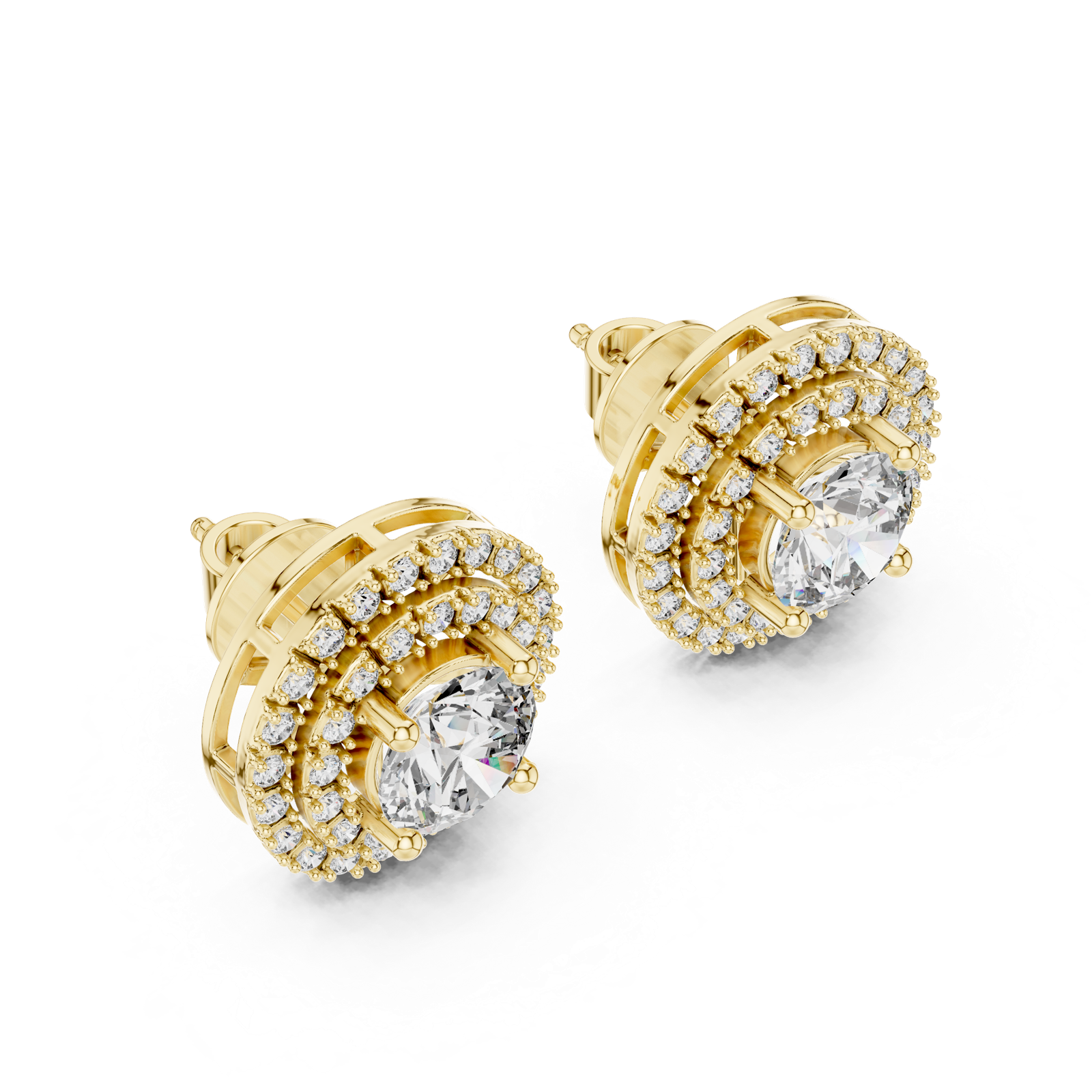 Gold Earrings ER-0017, Yellow Gold, view 2
