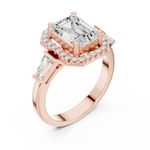Gold Ring, Emerald center stone, Rose Gold, view 2