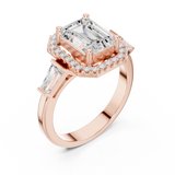 Gold Ring, Emerald center stone, Rose Gold, view 2
