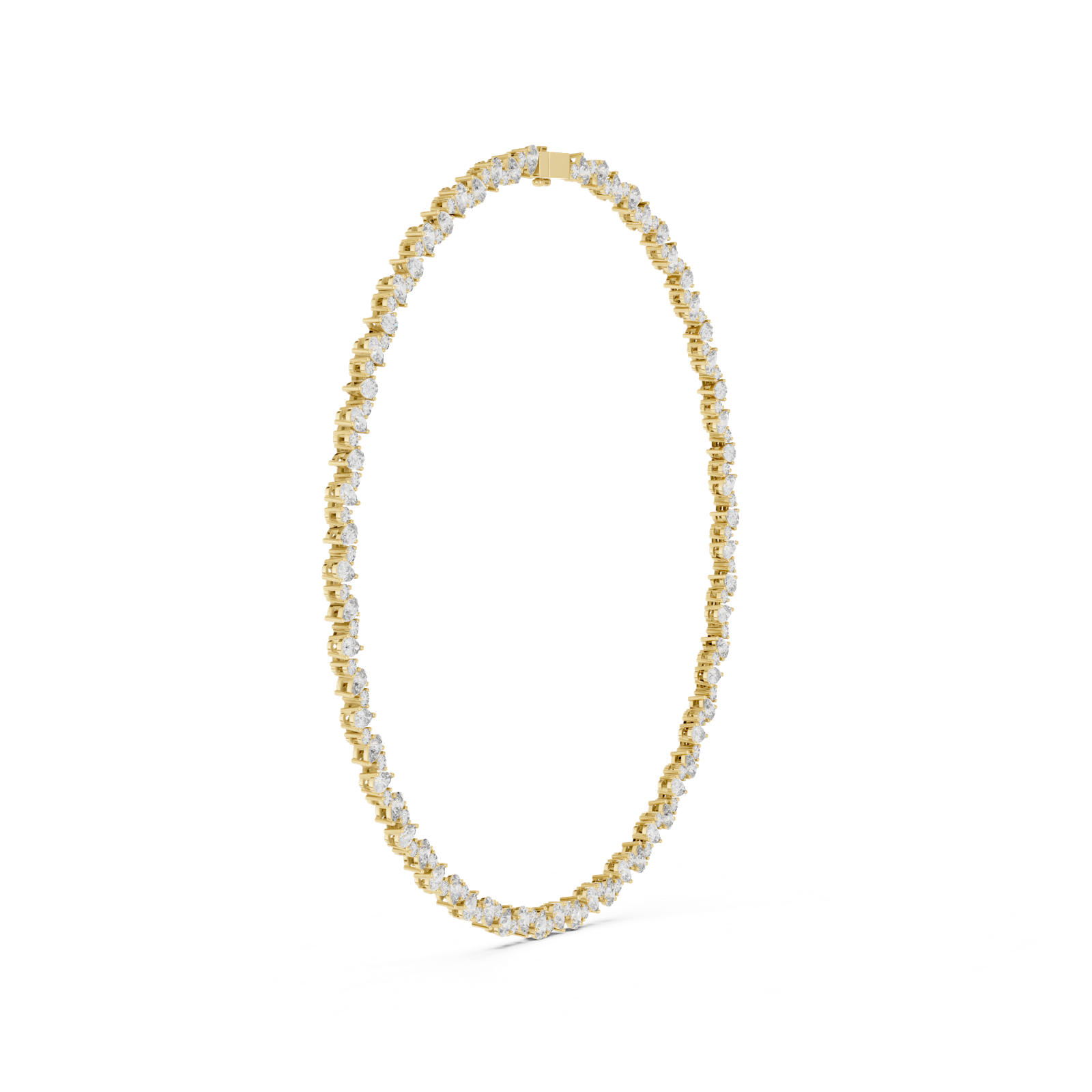14K Solid Gold Lab Diamond Tennis Necklace, Yellow Gold, view 3