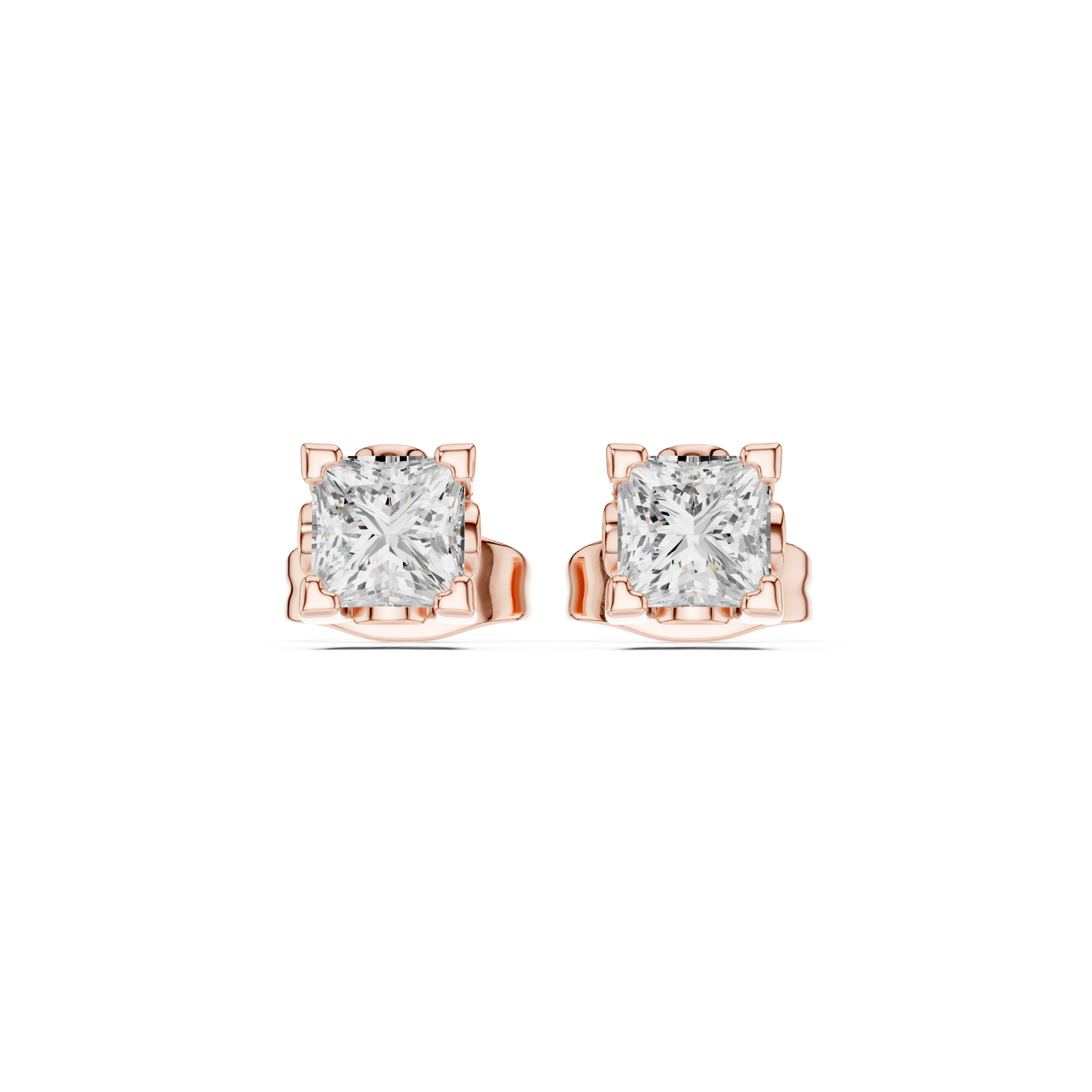 Gold Earrings GER-0354, Rose Gold, view 4