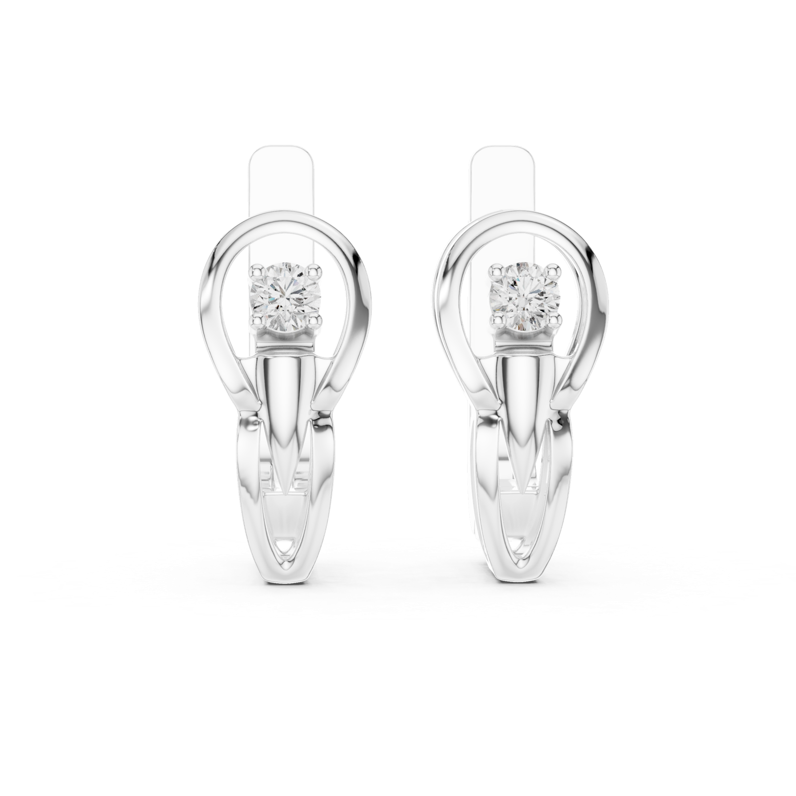 Gold Earrings L03-15, White Gold, view 4
