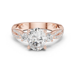 Gold Ring DDLR-281, Oval center stone, Rose Gold