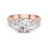 Gold Ring DDLR-281, Oval center stone, Rose Gold