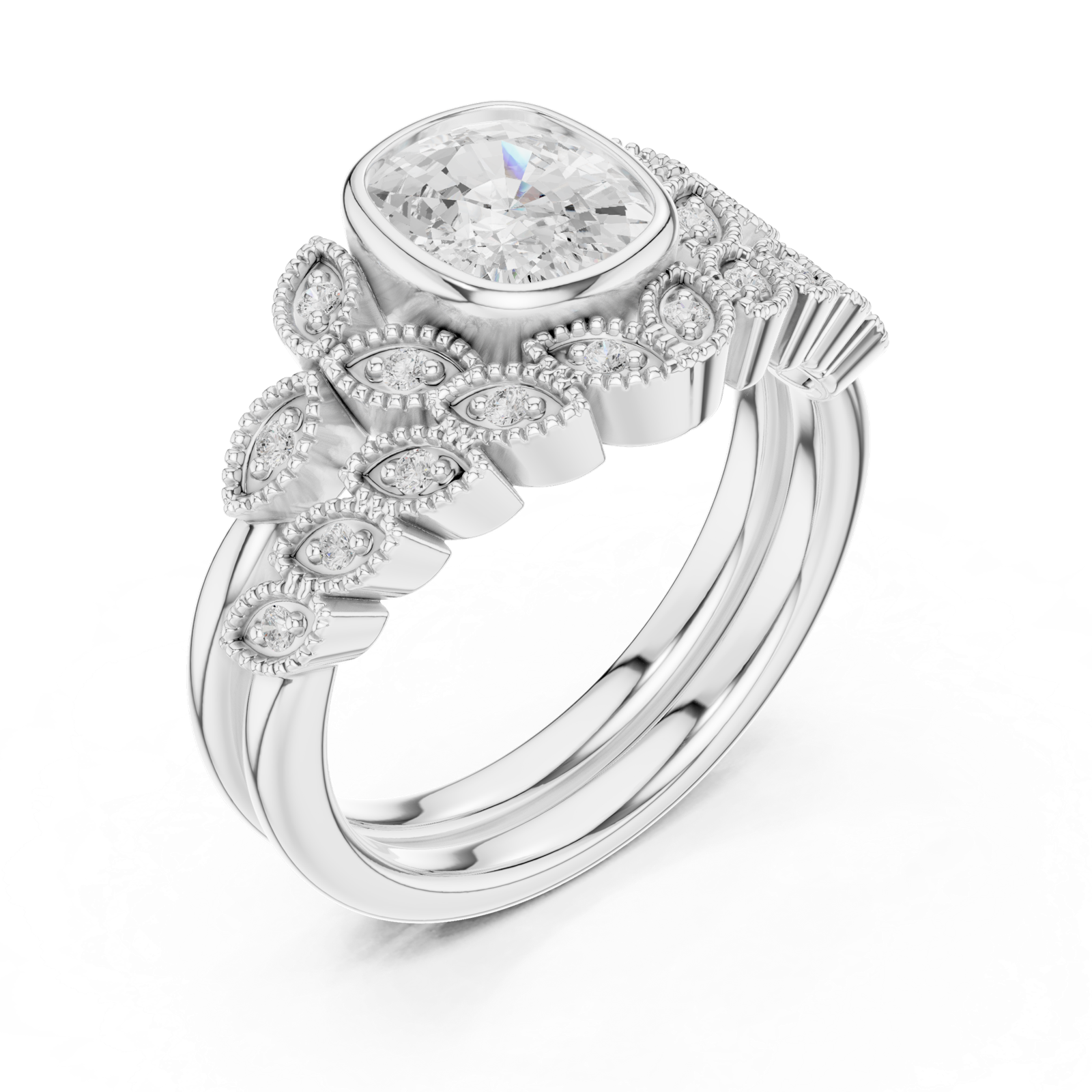 Gold Ring DDLR-290, White Gold, view 2