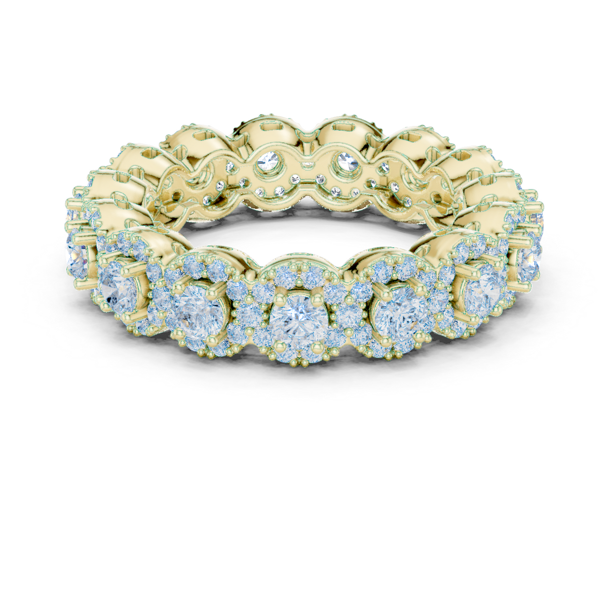 14K Solid Gold Lab Diamond Eternity Ring, Yellow Gold