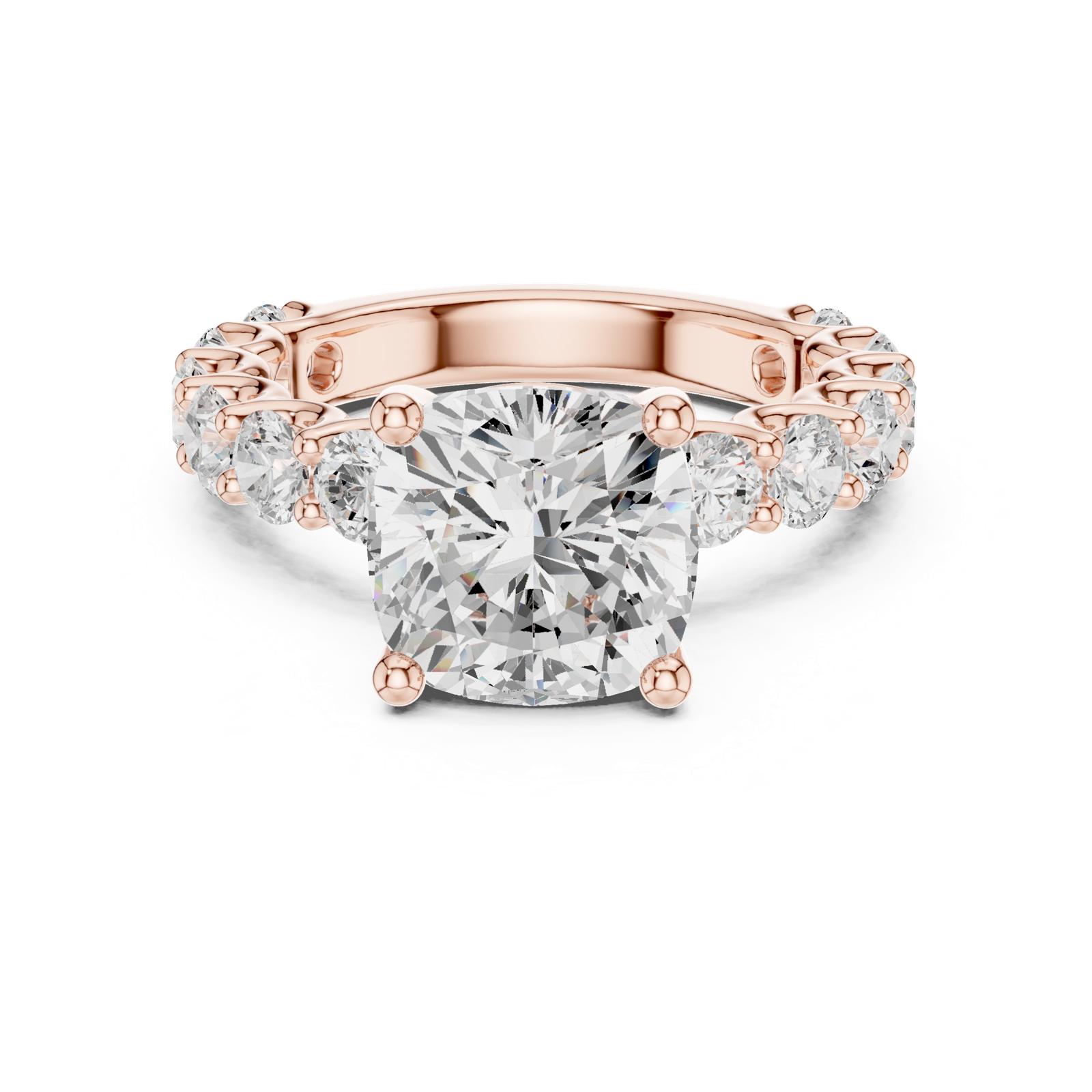 Gold Ring DDLR-087, Cushion center stone, Rose Gold, view 4