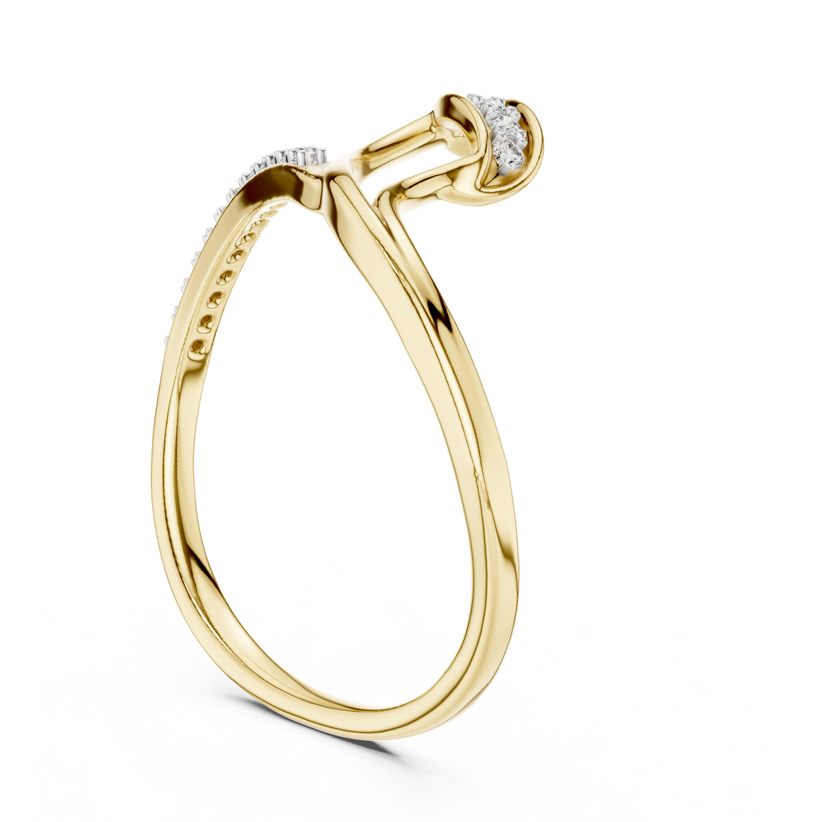 14K Solid Gold Lab Diamond Twist Ring, Yellow Gold, view 1