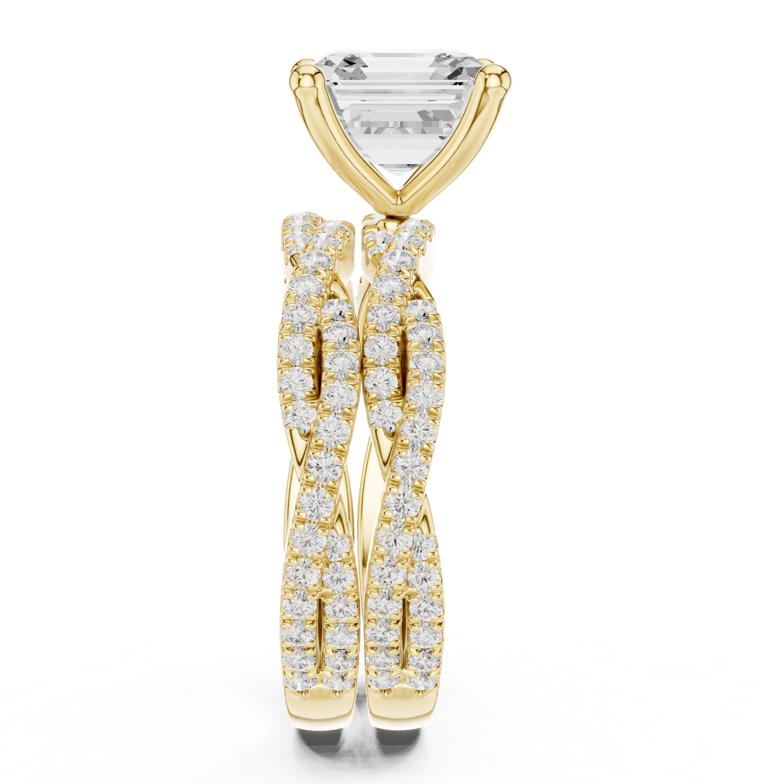 Gold Ring, Asscher center stone, Yellow Gold, view 3