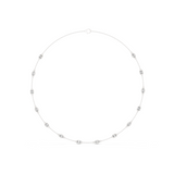 14K Solid Gold Lab Diamond Station Necklace, White Gold