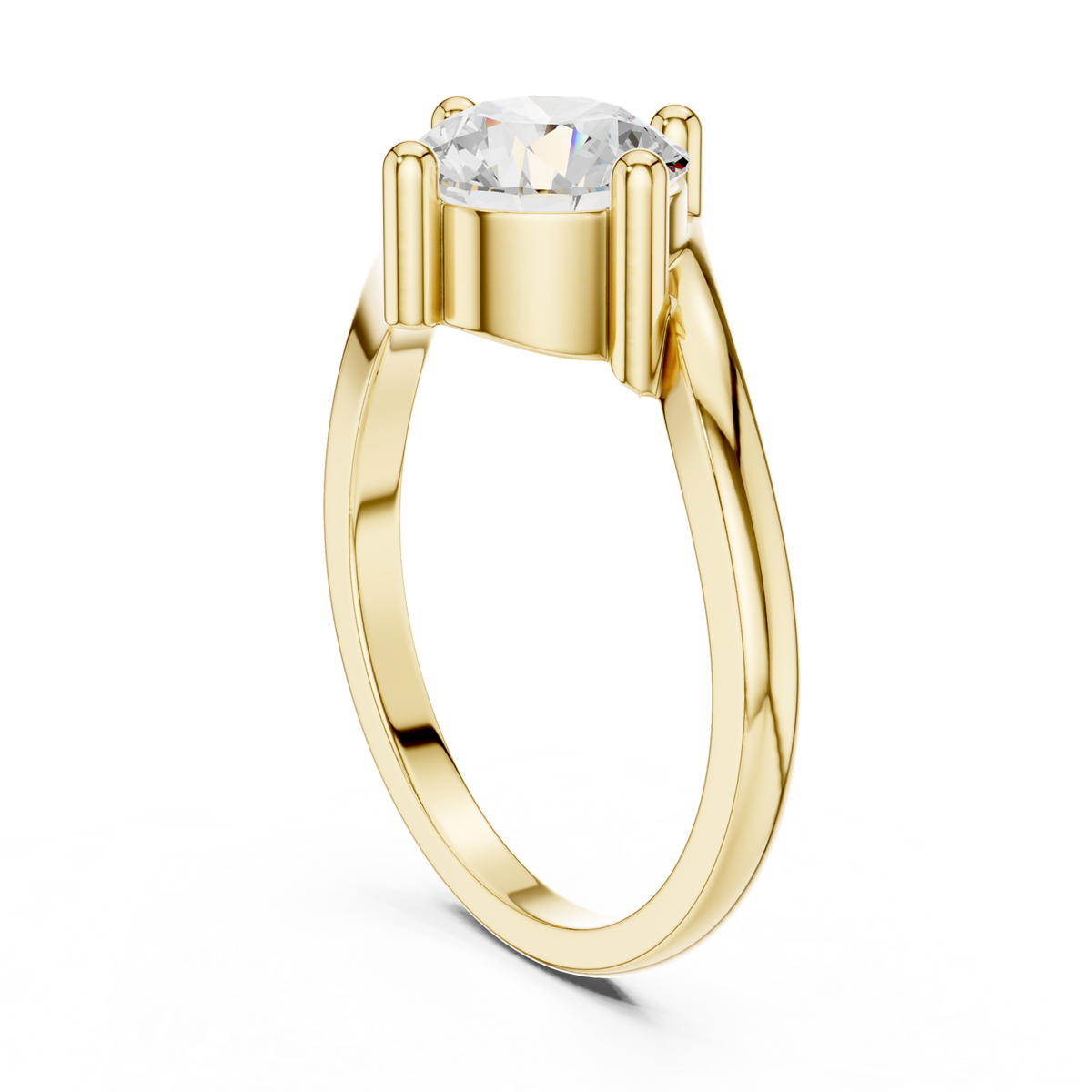 14K Solid Gold Lab Diamond Twist Ring, Yellow Gold, view 1