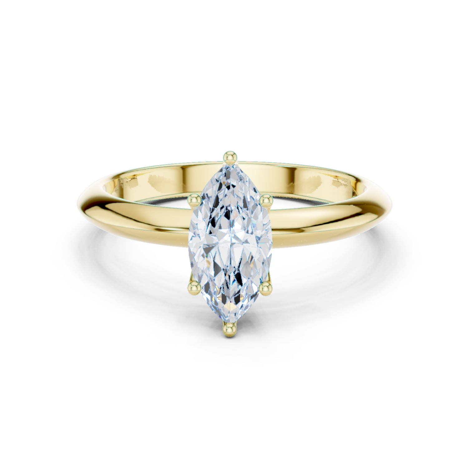 Gold Jewelry L36-6, Marquise center stone, Yellow Gold