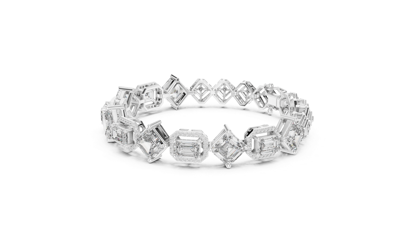 14K Solid Gold Lab Diamond Bracelet, White Gold, view 1