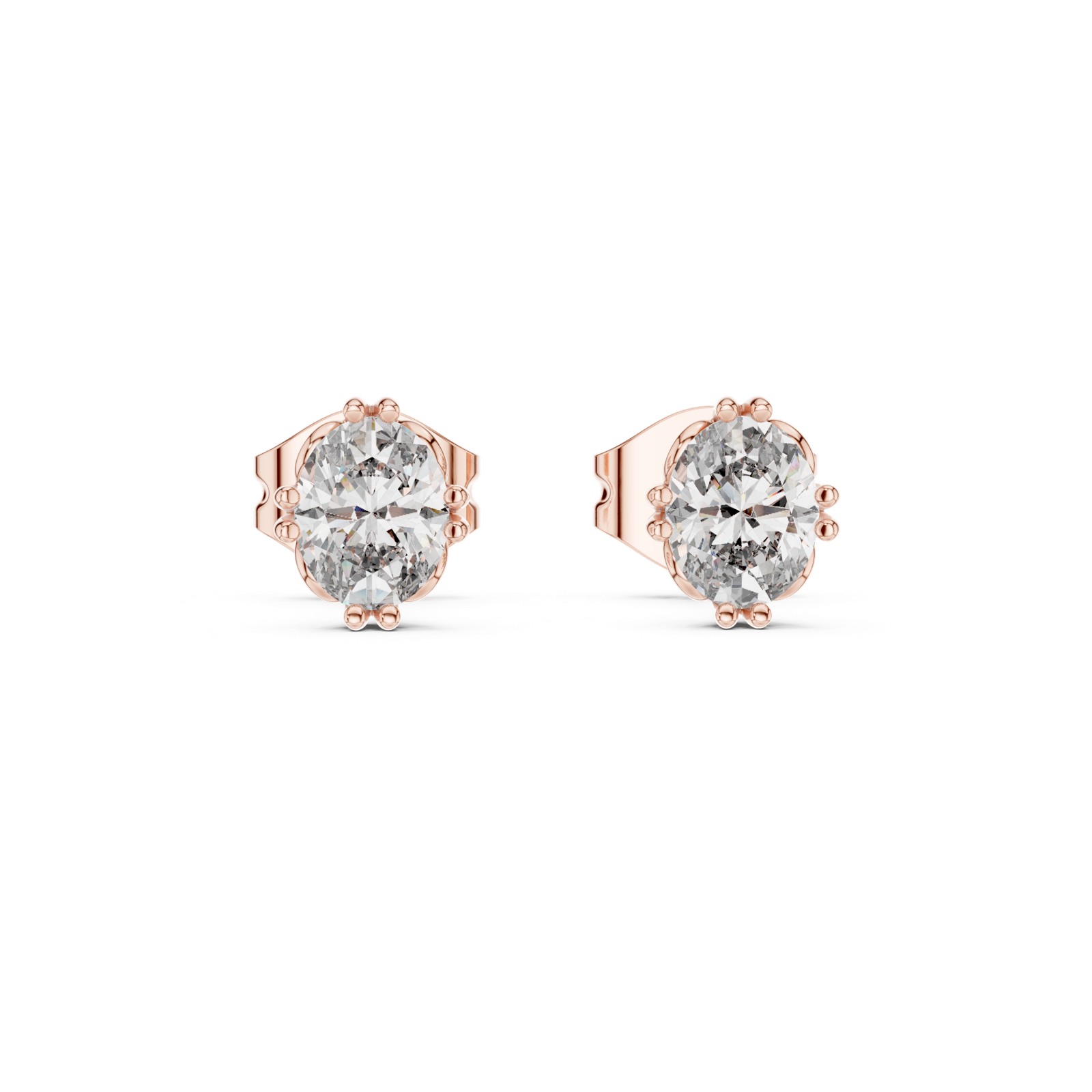 Gold Earrings GER-0365, Rose Gold, view 4