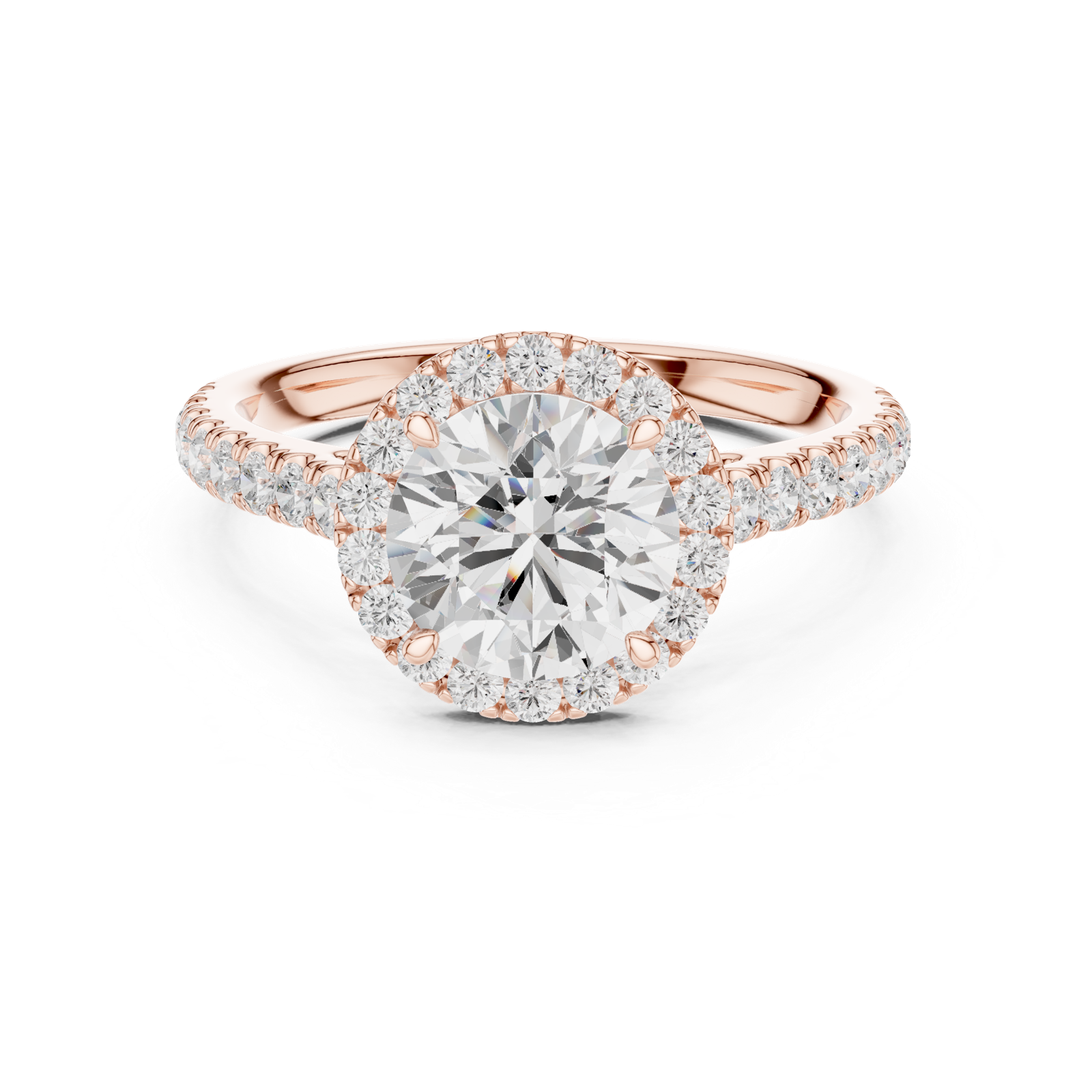 Gold Ring DDLR-118, Round center stone, Rose Gold, view 4