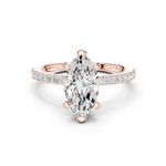 Gold Ring DDLR-040, Marquise center stone, Rose Gold
