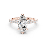 Gold Ring DDLR-040, Marquise center stone, Rose Gold