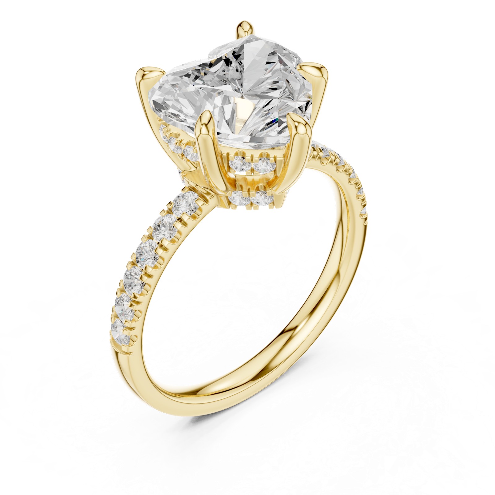 Gold Ring DDLR-259, Heart center stone, Yellow Gold, view 2