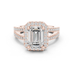 Gold Ring DDLR-350, Emerald center stone, Rose Gold
