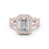 Gold Ring DDLR-350, Emerald center stone, Rose Gold
