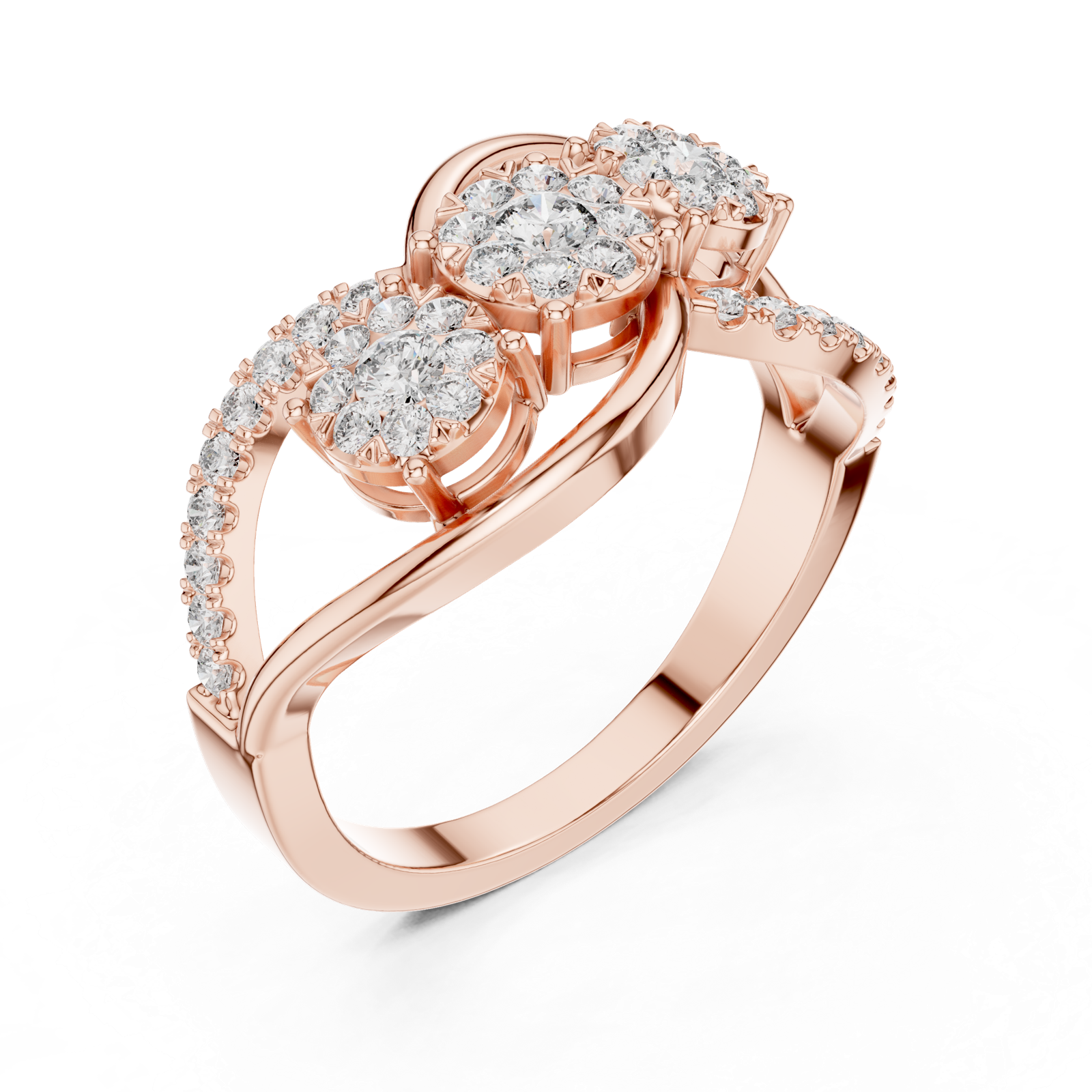 14K Solid Gold Lab Diamond Infinity Cluster Ring, Rose Gold, view 2
