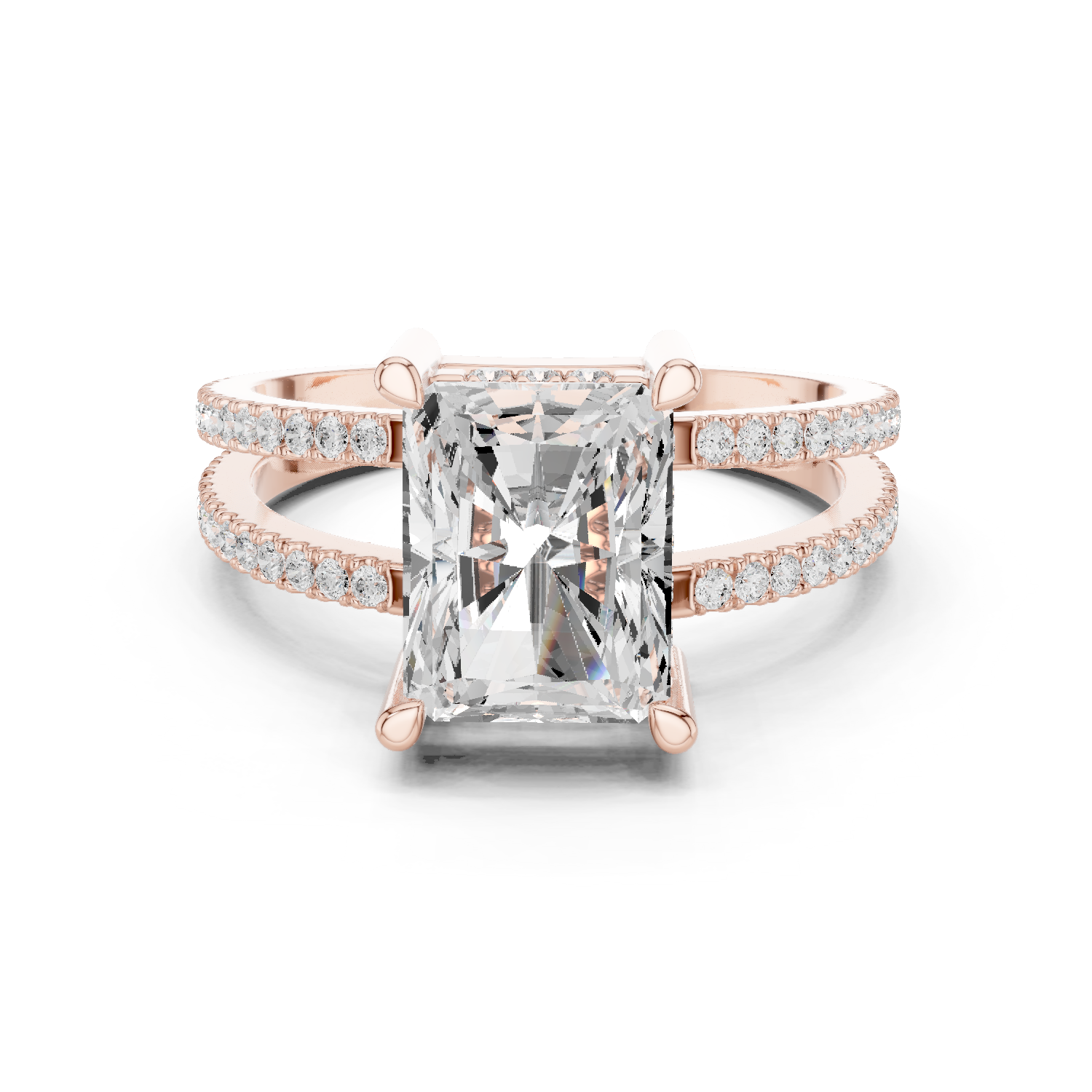 Gold Jewelry L36-13, Radiant center stone, Rose Gold