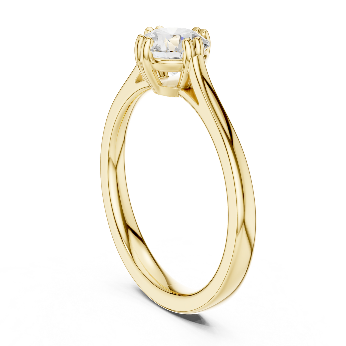 14K Solid Gold Lab Diamond Solitaire Ring, Yellow Gold, view 1