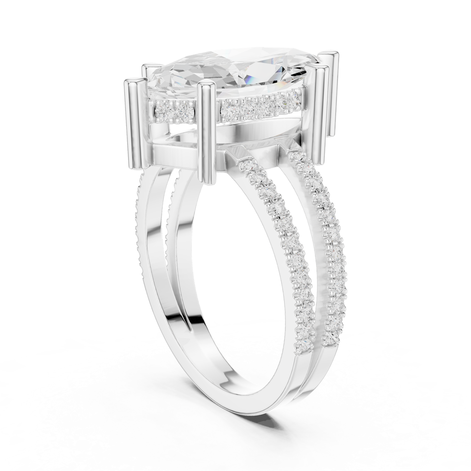 Gold Jewelry L36-13, Marquise center stone, White Gold, view 1