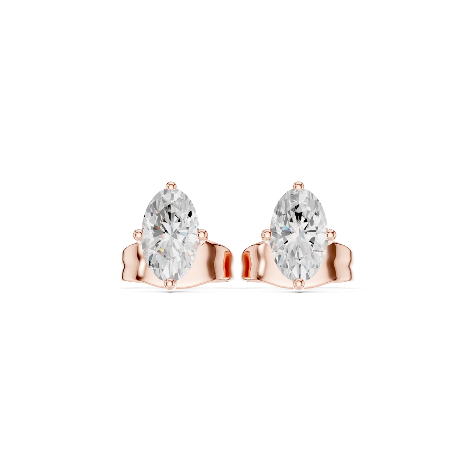 14K Solid Gold Lab Diamond Stud Earrings, Rose Gold, view 4