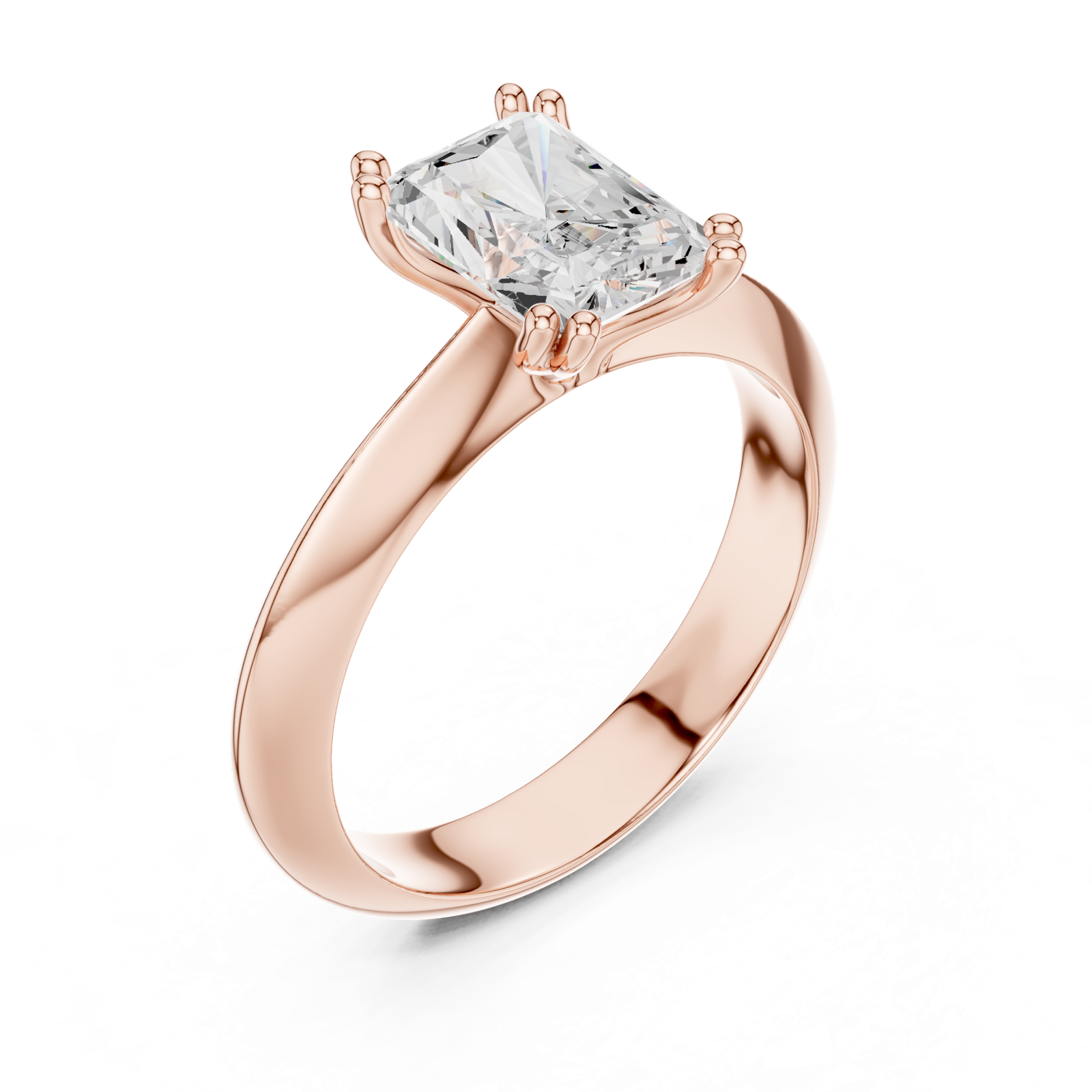 Gold Jewelry L36-8, Radiant center stone, Rose Gold, view 2