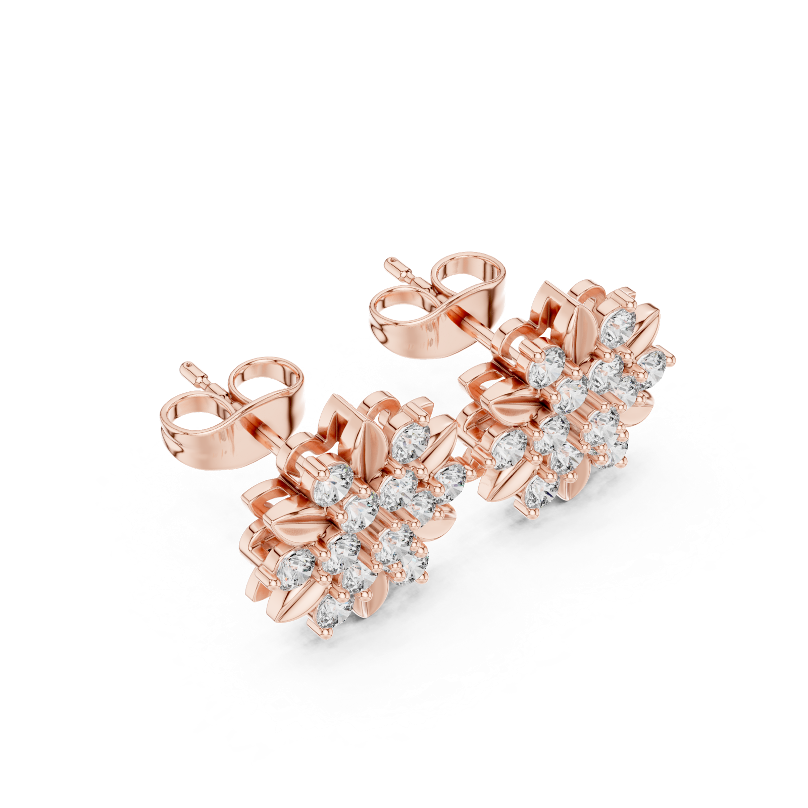 Gold Earrings AER-102, Rose Gold, view 2