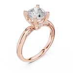 Gold Ring, Cushion center stone, Rose Gold, view 2