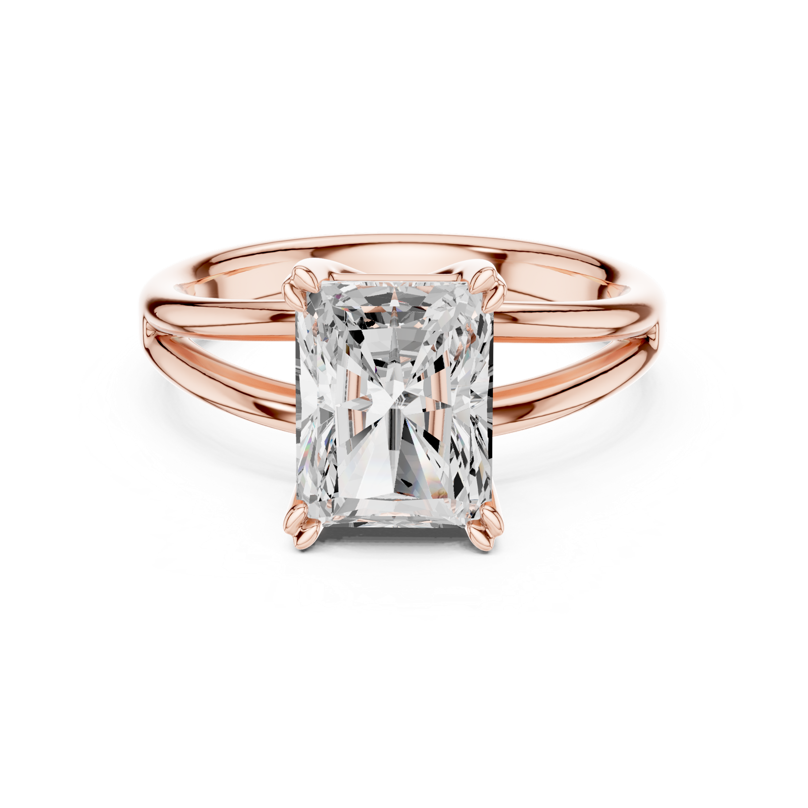 Gold Jewelry L36-7, Radiant center stone, Rose Gold, view 4