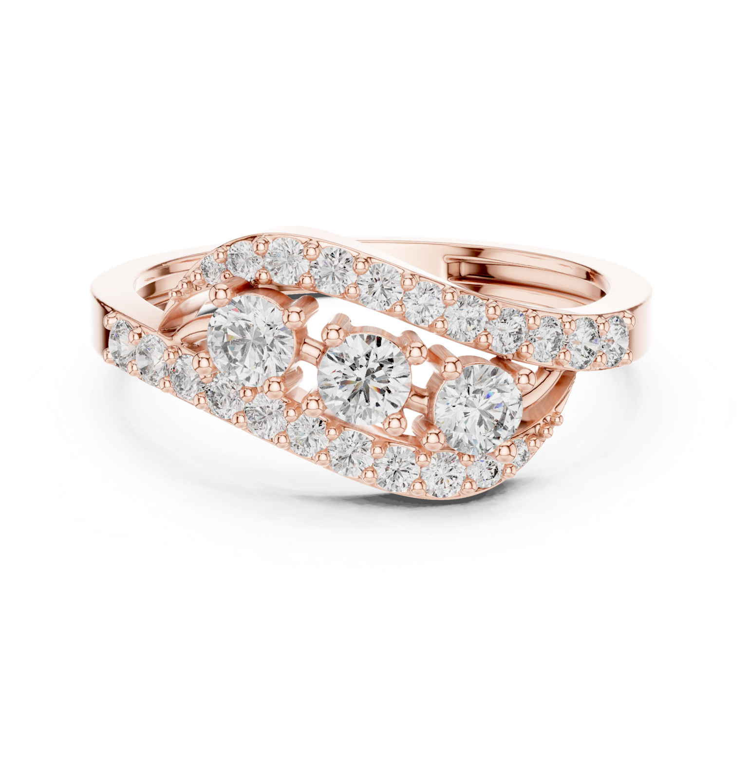 Gold Ring ALR-165, Rose Gold, view 4