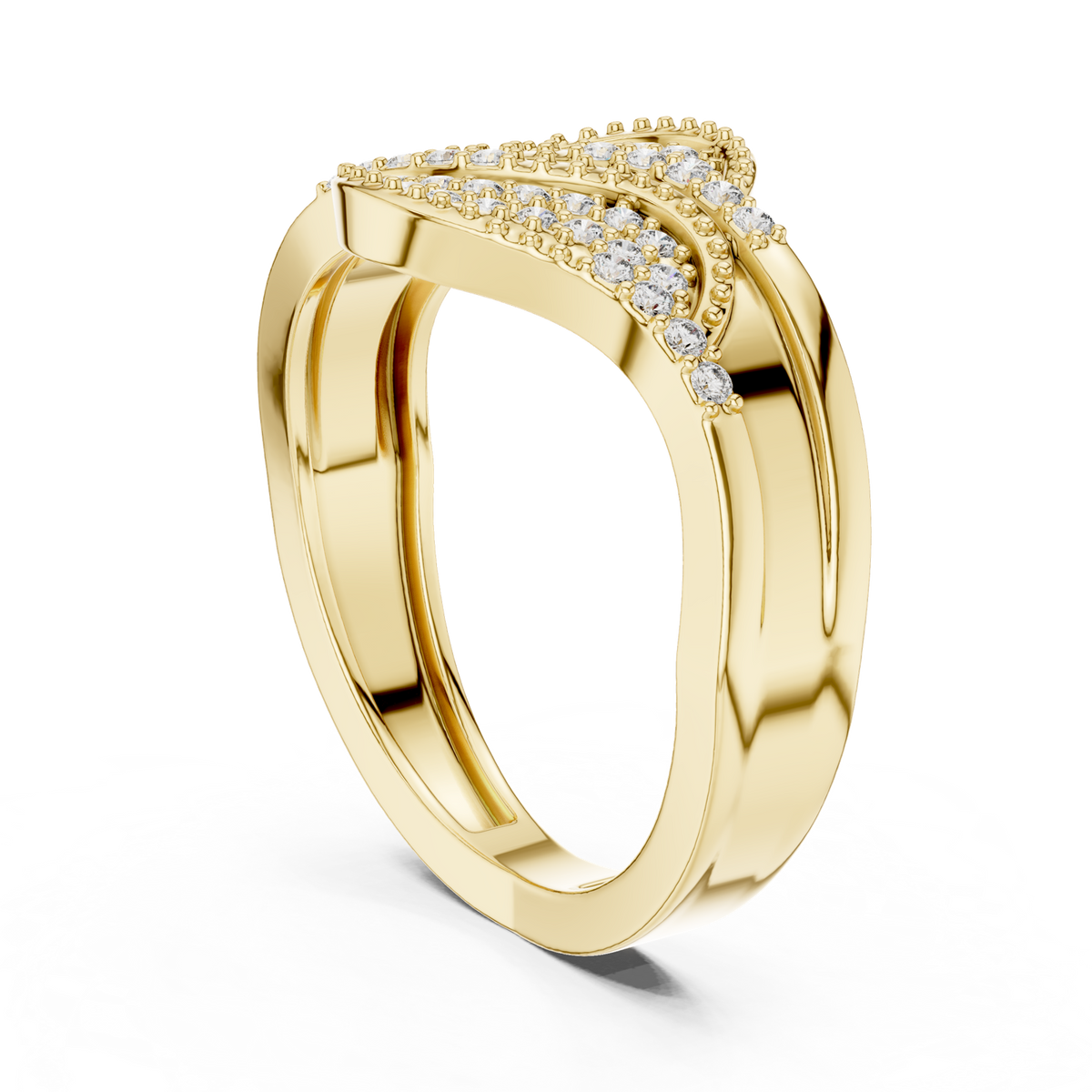14K Solid Gold Lab Diamond Twist Ring, Yellow Gold, view 1