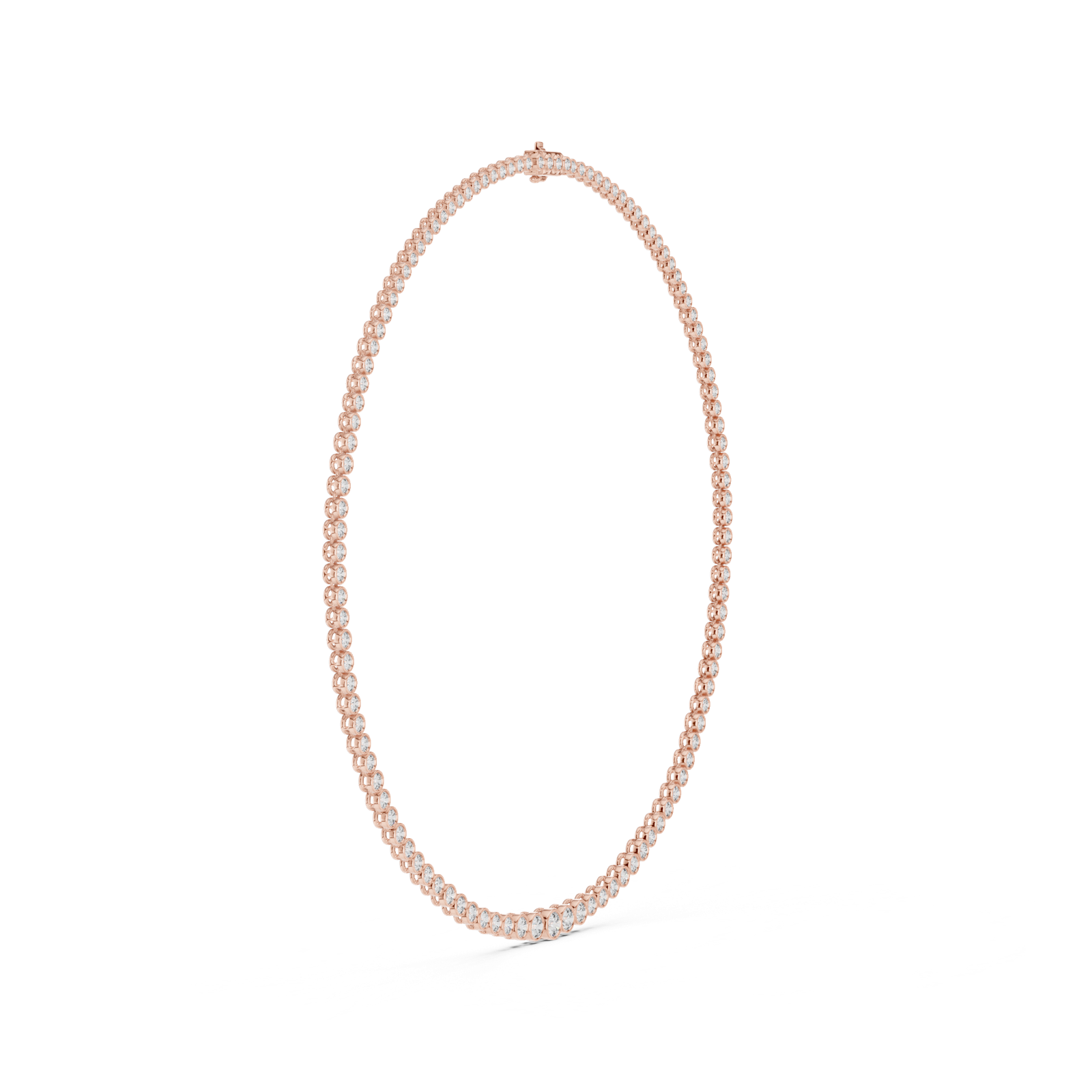 14K Solid Gold Lab Diamond Tennis Necklace, Rose Gold, view 3