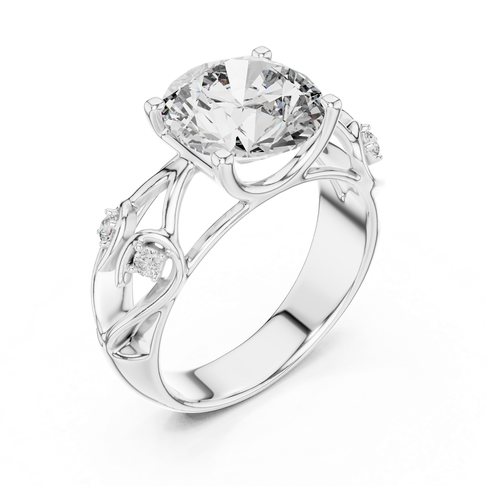 Gold Ring LR-0090, White Gold, view 2