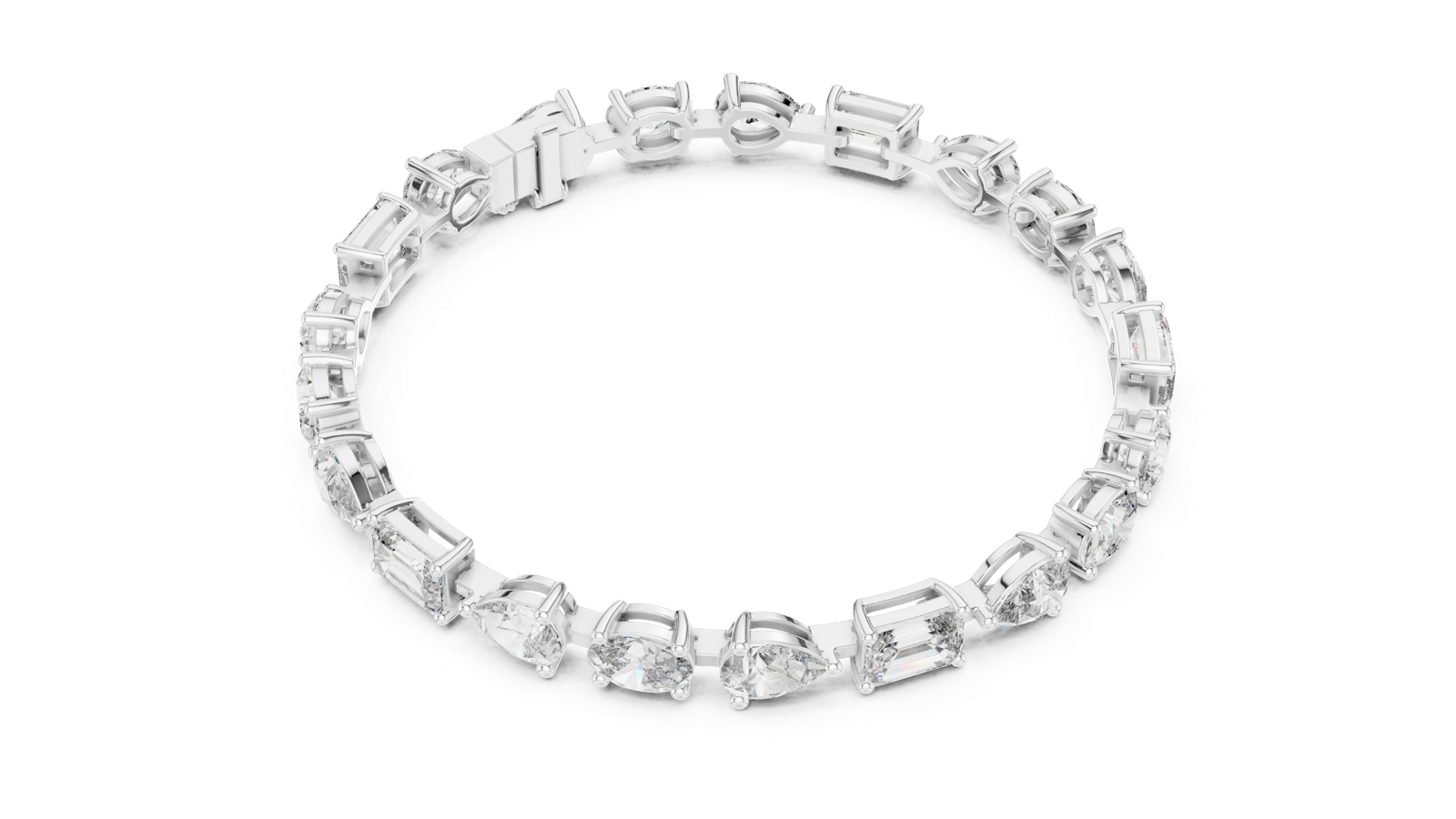 14K Solid Gold Lab Diamond Bracelet, White Gold, view 2