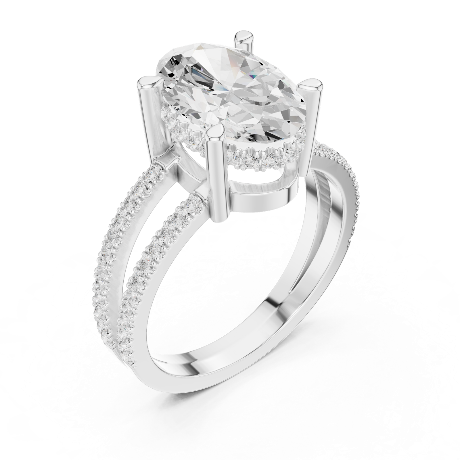 Gold Jewelry L36-13, Oval center stone, White Gold, view 2