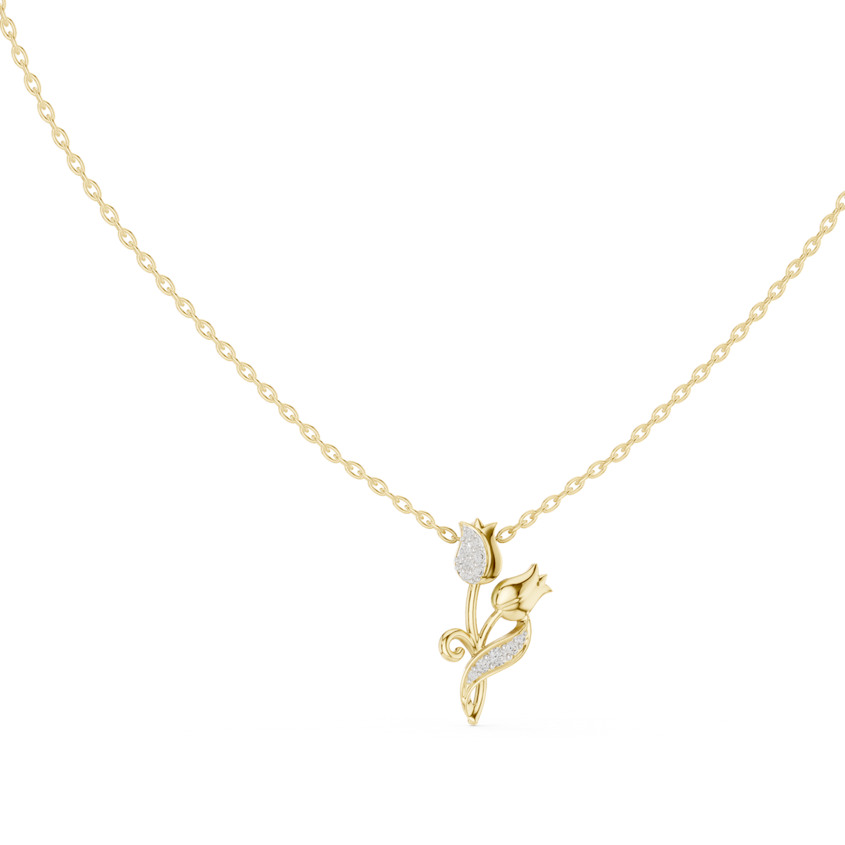14K Solid Gold Lab Diamond Pendant Necklace, Yellow Gold, view 1