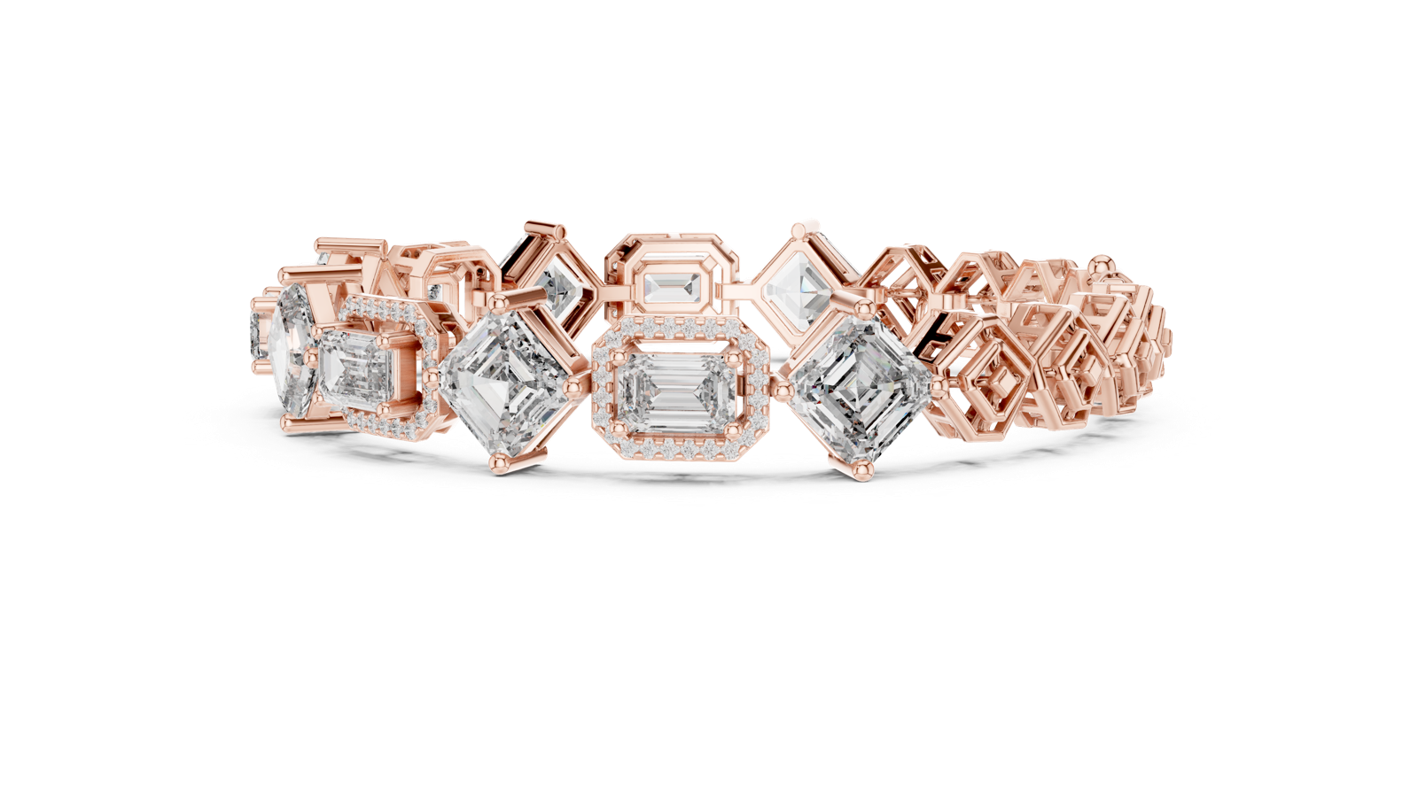 14K Solid Gold Lab Diamond Bracelet, Rose Gold, view 3
