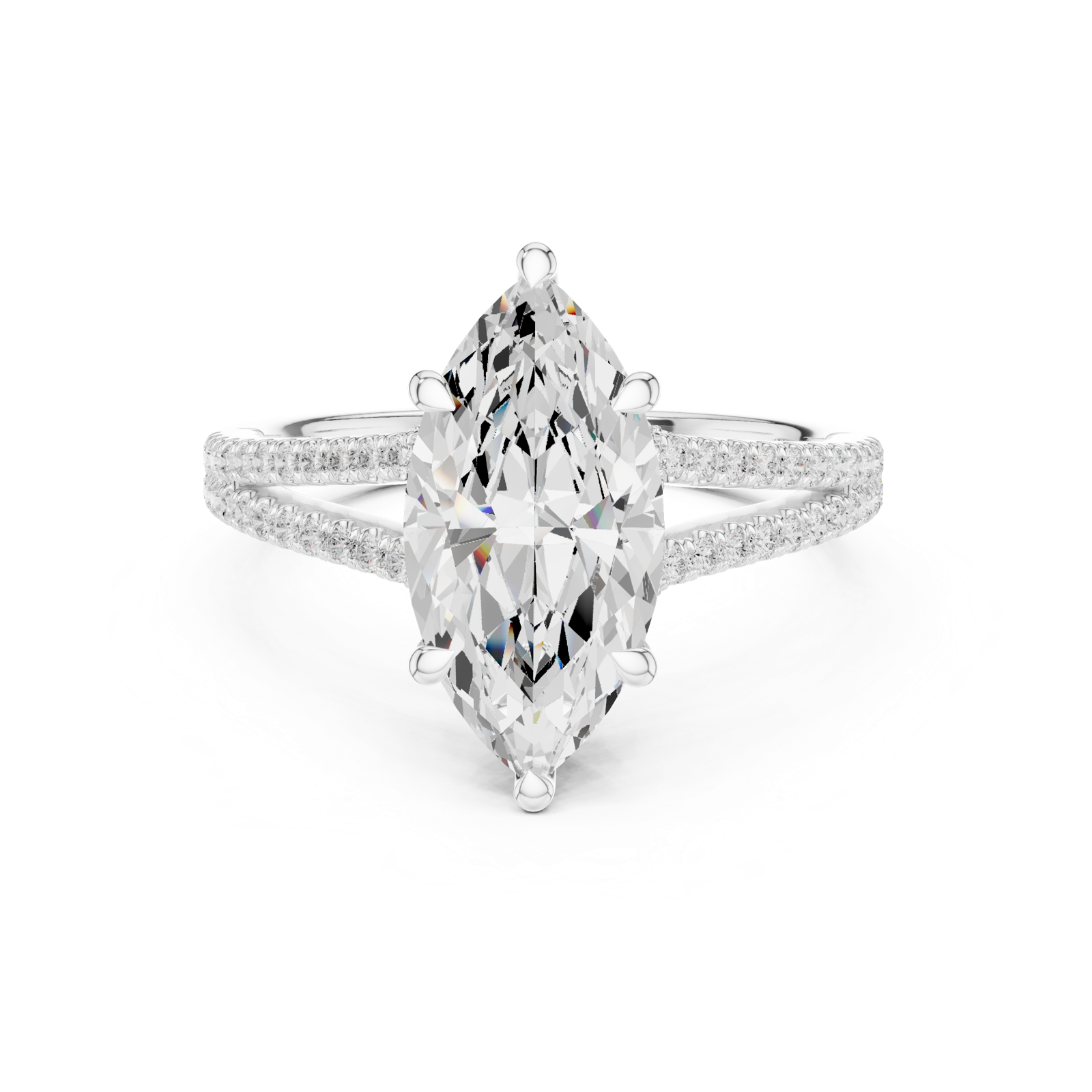 Gold Ring DDLR-252, Marquise center stone, White Gold, view 4