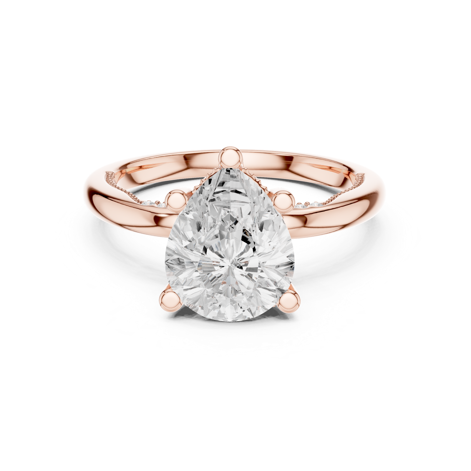 Gold Ring DDLR-175, Pear center stone, Rose Gold, view 4